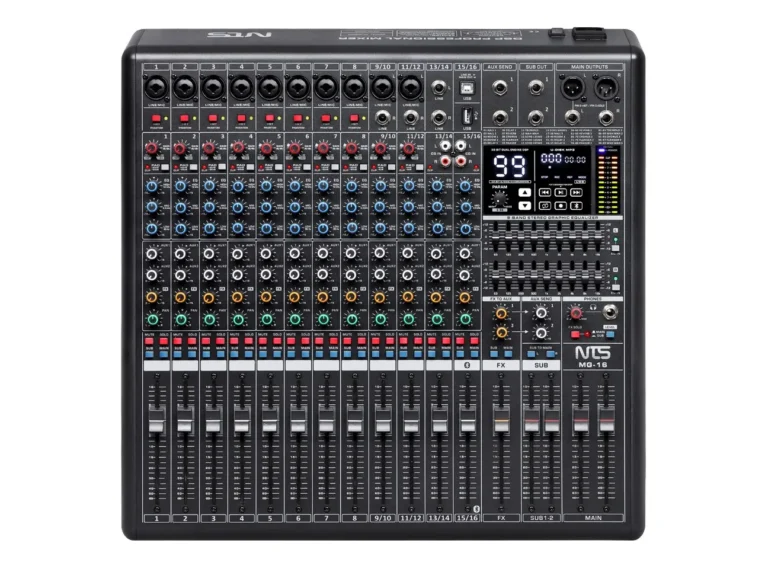 Nts Mg-16 Mixer 16 อินพุต 8 โมโน 4 สเตอริโอ Fx Usb Bluetooth 9+9 Band Graphic Eq มิกเซอร์