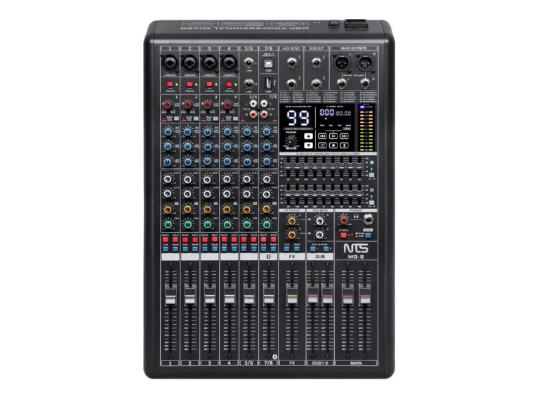 Nts Mg-8 Mixer 8 อินพุต 4 โมโน 2 สเตอริโอ Fx Usb Bluetooth 9+9 Band Graphic Eq มิกเซอร์