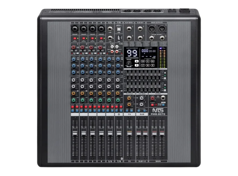 Nts Pmg-8070 เพาเวอร์มิกเซอร์ 8 อินพุต พร้อม Fx / Usb / Bluetooth กำลังขับ 2×700w @ 4Ω