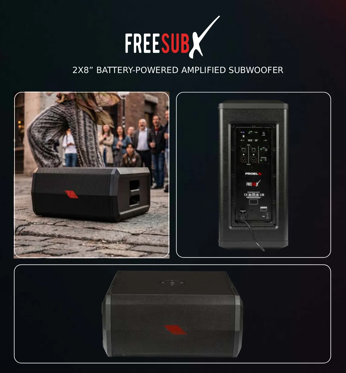 PROEL FREESUBX (Free Sub X) แบตเตอรี่ซับวูฟเฟอร์ 2x8 นิ้ว ดำดิ่งถึง 40 Hz