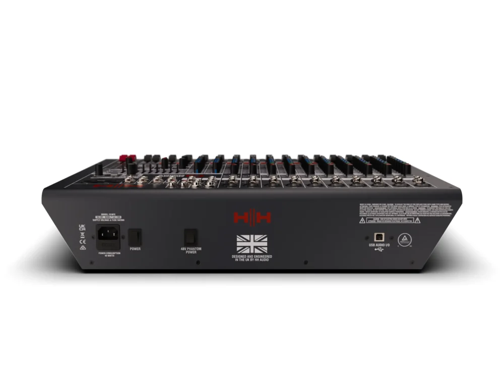 Q16fx Back 1 11zon Hh Audio Q16fx มิกเซอร์อนาล็อก 16 ช่อง พร้อม Dsp 16 Effects, Graphic Eq 9 Band และ Usb Audio