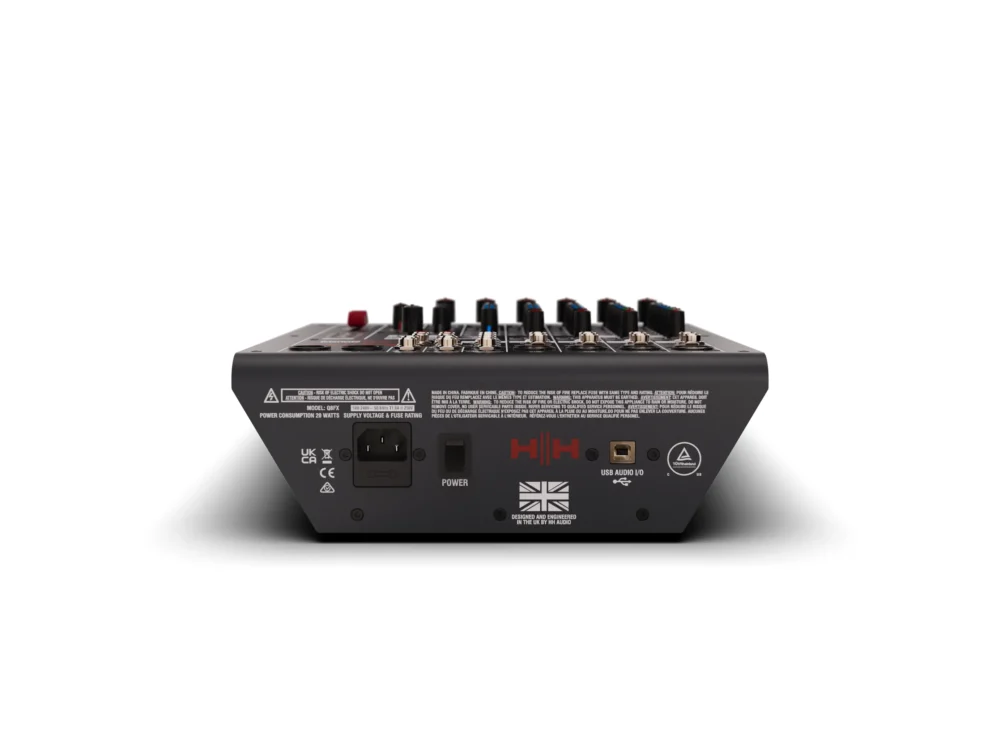 Q8fx Back 1 11zon Hh Audio Q8fx มิกเซอร์อนาล็อก 8 ช่อง พร้อม Dsp Effects และ Usb Audio