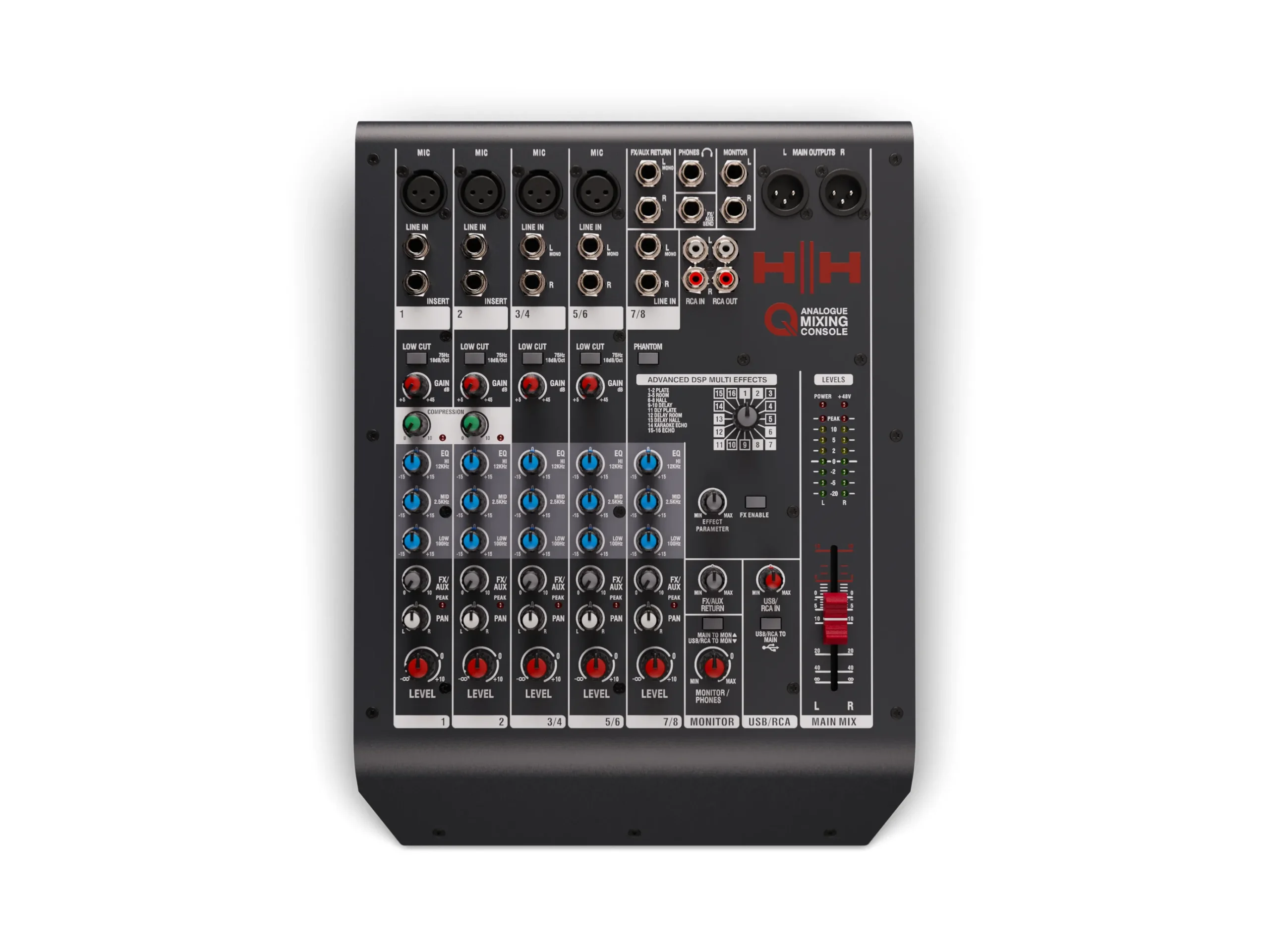 Q8fx Main 3 11zon Hh Audio Q8fx มิกเซอร์อนาล็อก 8 ช่อง พร้อม Dsp Effects และ Usb Audio