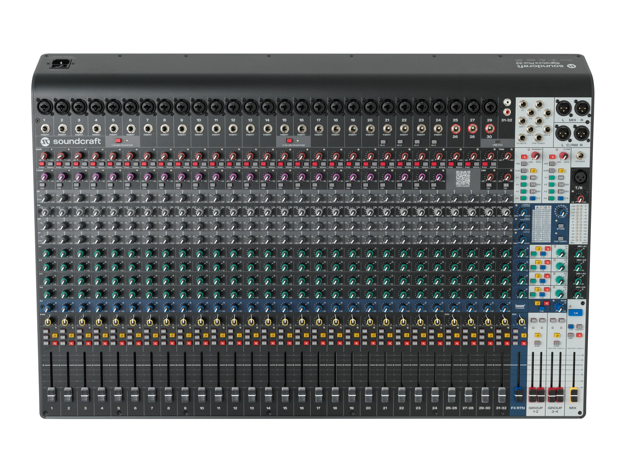 Soundcraft Signature Plus 32 1 Soundcraft Signature Plus 32 มิกเซอร์อนาล็อก 32 ช่อง พร้อม Usb-C 4×4 และ Lexicon Effects