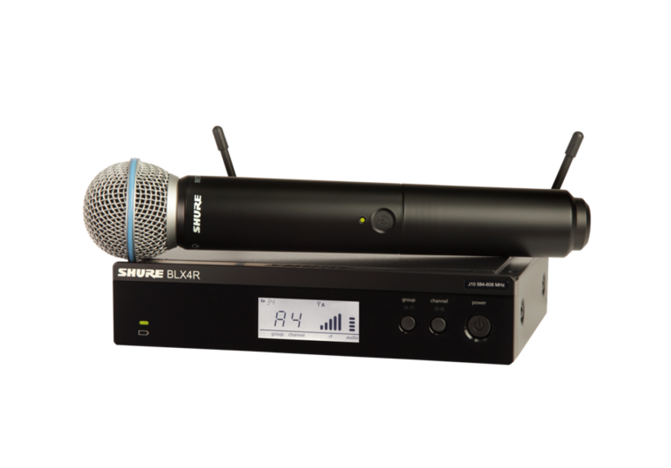 Shure Blx24rth/b58-Q12 ชุดไมโครโฟนไร้สาย หัวไมค์ Beta® 58a แบบติดตั้งแร็ค ย่านความถี่ Q12