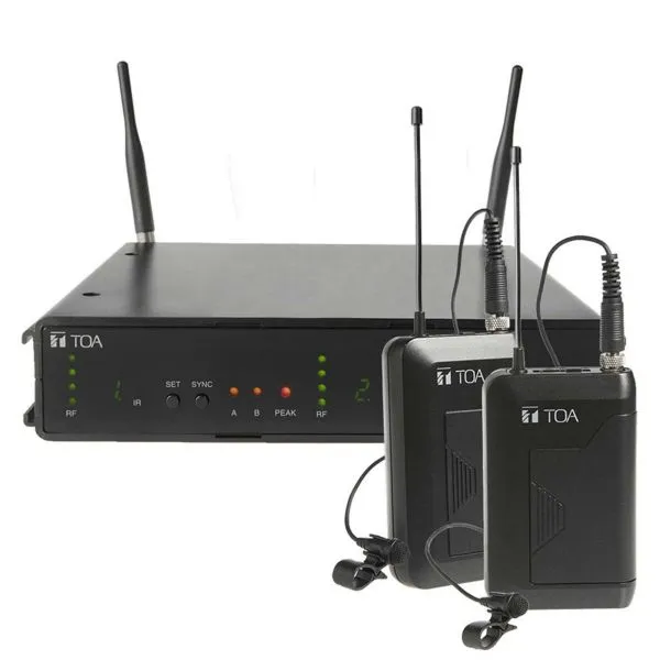 Toa Ws-432-As Eb8 ชุดไมโครโฟนไร้สายหนีบปกเสื้อคู่ Dual Channel Uhf 748–758 Mhz