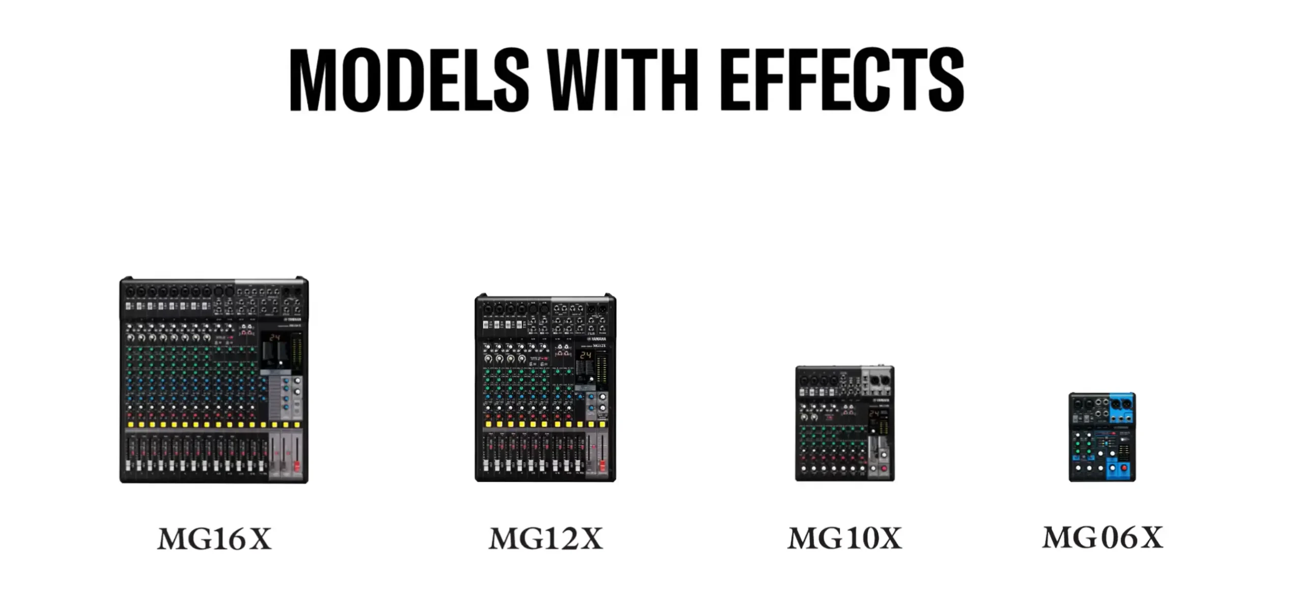 Yamaha Mg Effect มิกเซอร์ Yamaha Mg Series มีกี่แบบ ต่างกันยังไง? Fader Vs Knob พร้อมตารางเทียบครบทุกรุ่น