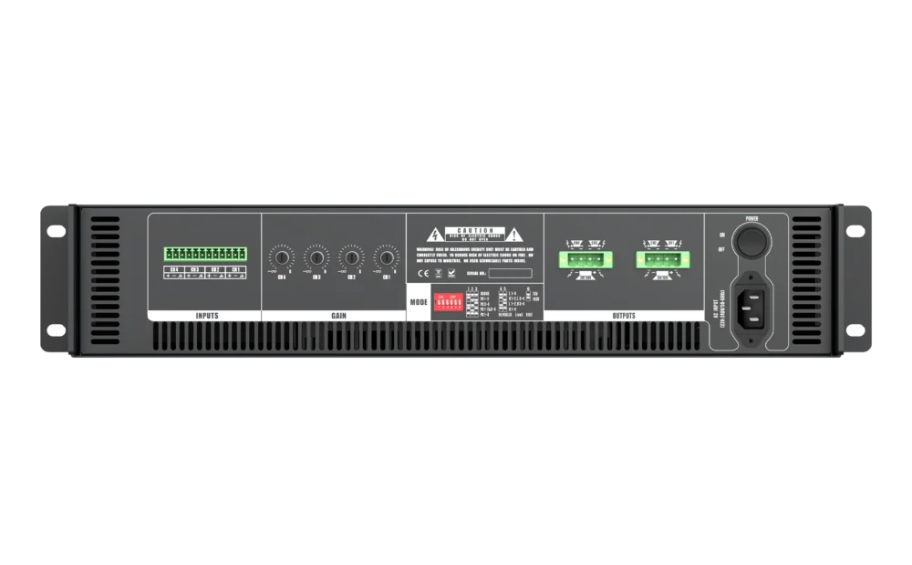 Artist T4.8v Back Audiocenter T4.8v เพาเวอร์แอมป์ Class D 4 แชนเนล รองรับ 4Ω/8Ω และ 70v/100v