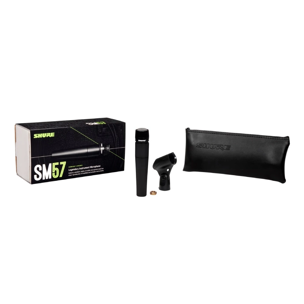 Shure Sm57 Package Shure Sm57 ไมโครโฟนไดนามิกสำหรับเครื่องดนตรีและตู้แอมป์ รูปแบบการรับเสียง Cardioid