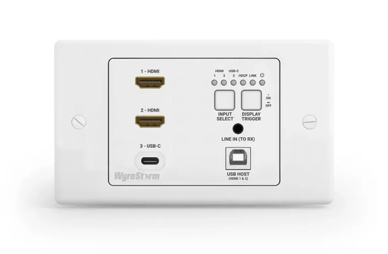 Wyrestorm Sw-130-Tx-Uk/us เครื่องส่งสัญญาณและสวิตช์นำเสนอ 4k 3 อินพุต แบบติดผนัง Hdbaset