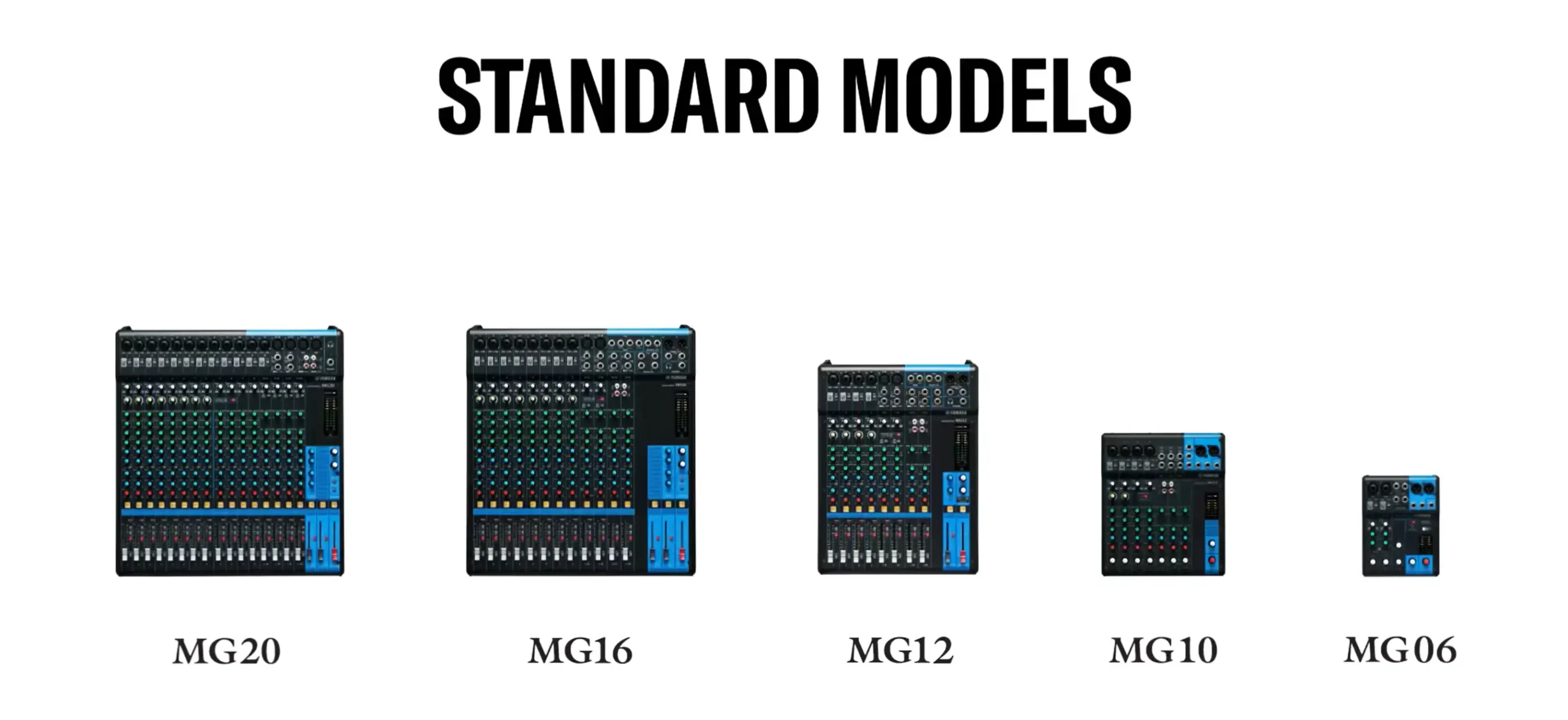 Yamaha Mg Standrd Model มิกเซอร์ Yamaha Mg Series มีกี่แบบ ต่างกันยังไง? Fader Vs Knob พร้อมตารางเทียบครบทุกรุ่น
