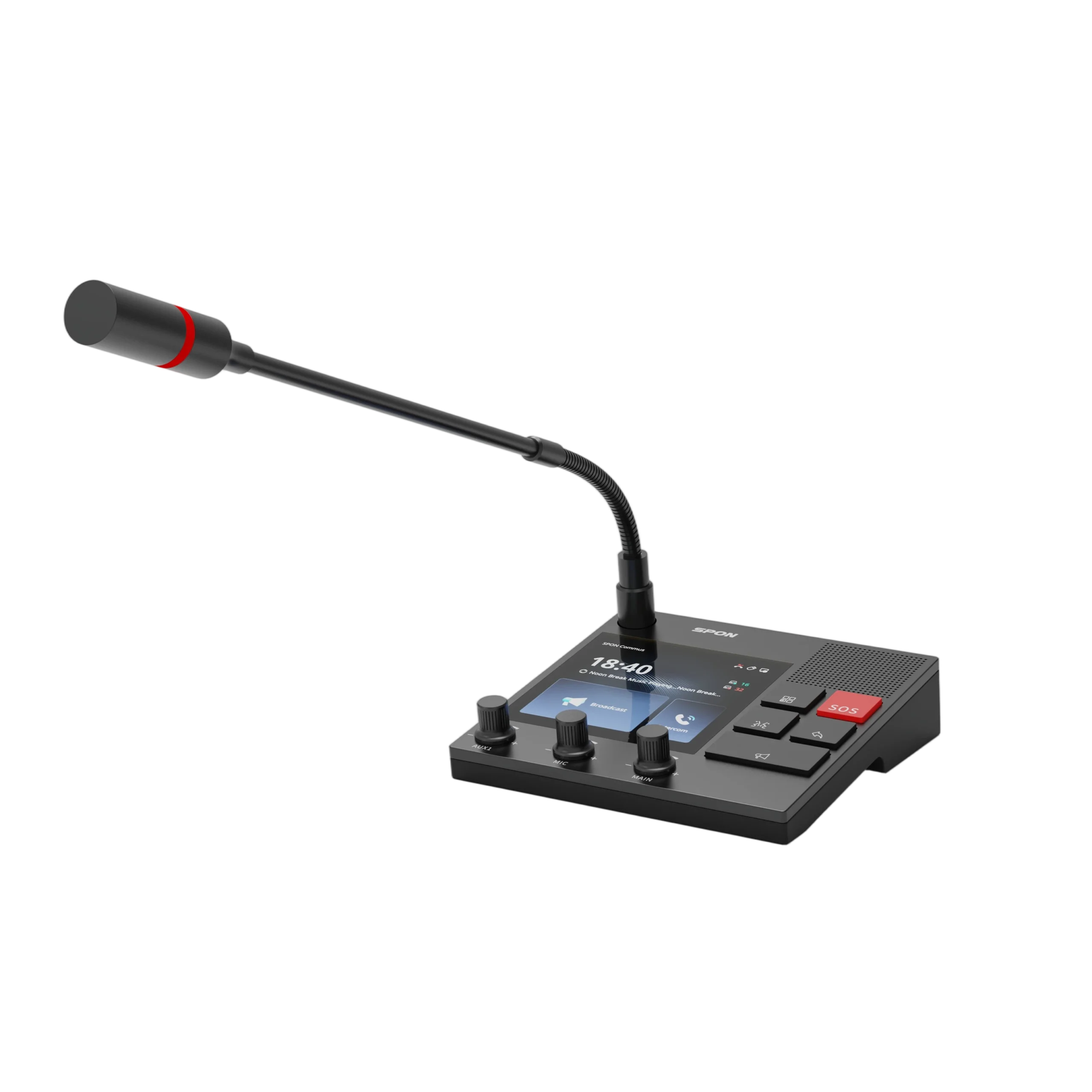 2pon Gen 9101n 1 Spon Gen-9101n Ip Paging Microphone ไมโครโฟนประกาศ Ip รองรับ 64 Ip Terminals พร้อม Poe และจอ 4 นิ้ว