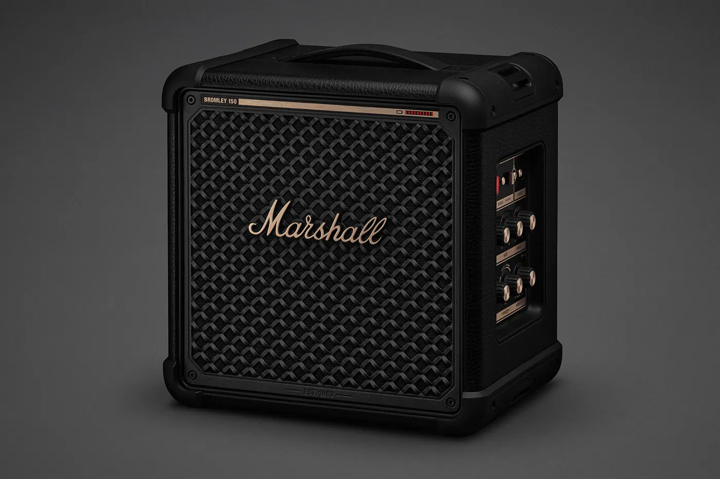 Marshall Bromley 150 ลำโพงปาร์ตี้แบบพกพา เสียง True Stereophonic 360° แบตเตอรี่ 40+ ชั่วโมง Bluetooth 5.3 Auracast Ip55 พร้อมไฟ Stage Light และช่องต่อไมโครโฟน/เครื่องดนตรี