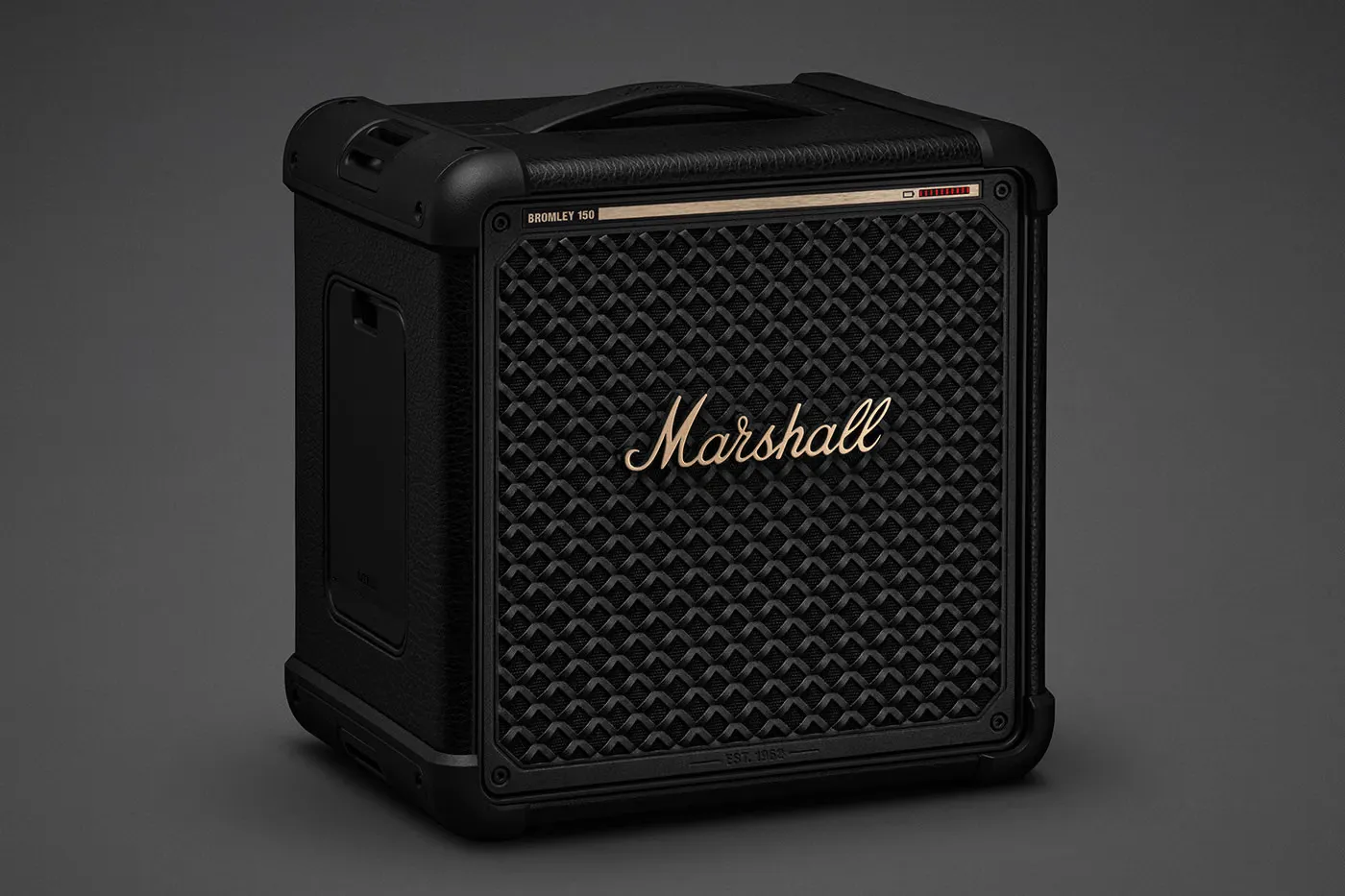 Marshall Bromley 150 ลำโพงปาร์ตี้แบบพกพา เสียง True Stereophonic 360° แบตเตอรี่ 40+ ชั่วโมง Bluetooth 5.3 Auracast Ip55 พร้อมไฟ Stage Light และช่องต่อไมโครโฟน/เครื่องดนตรี