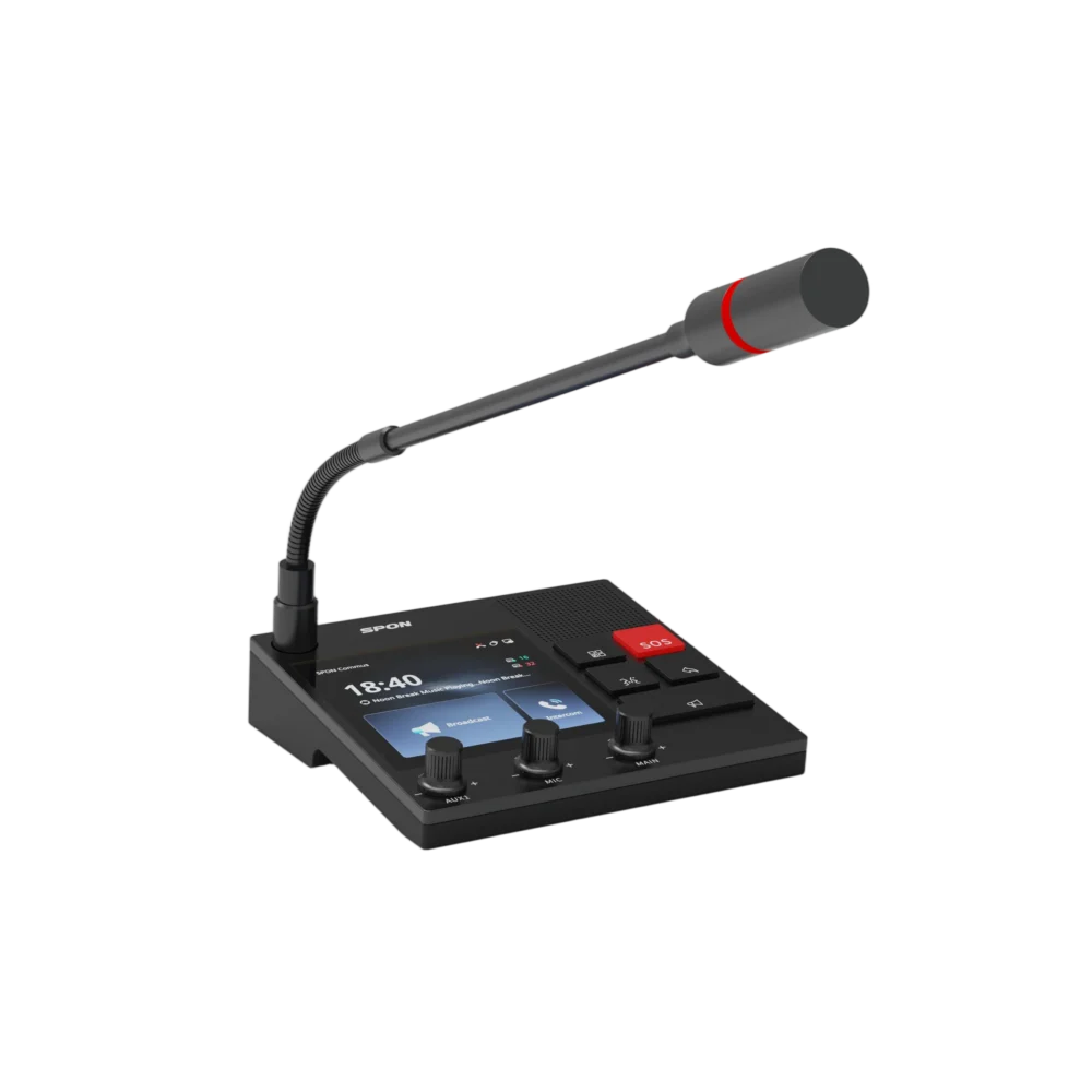 Spon Gen 9101n 3 Spon Gen-9101n Ip Paging Microphone ไมโครโฟนประกาศ Ip รองรับ 64 Ip Terminals พร้อม Poe และจอ 4 นิ้ว