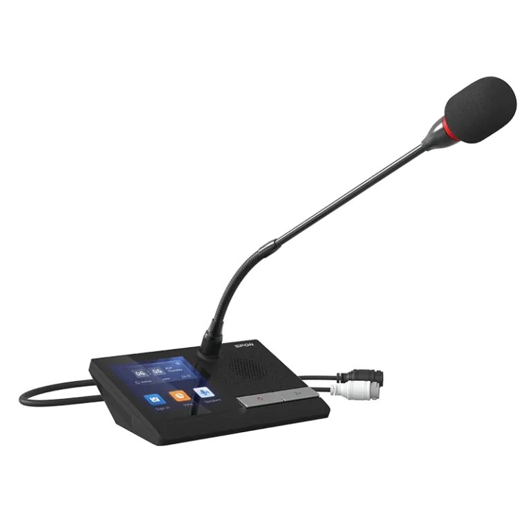 Spon Lcm-6013cv-L ชุดไมโครโฟนประธานระบบประชุมแบบมีสาย หน้าจอสัมผัส 4 นิ้ว พร้อมลำโพง 2.5w