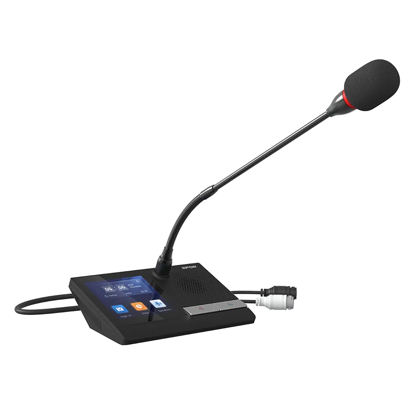 Spon Lcm 6013cv L 1 Spon Lcm-6013cv-L ชุดไมโครโฟนประธานระบบประชุมแบบมีสาย หน้าจอสัมผัส 4 นิ้ว พร้อมลำโพง 2.5w