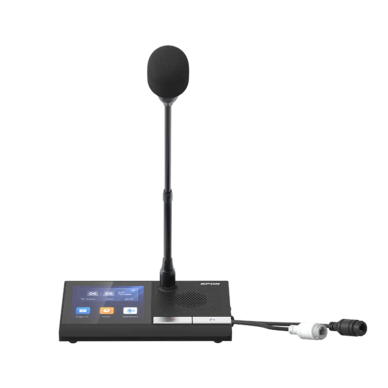 Spon Lcm 6013cv L 3 Spon Lcm-6013cv-L ชุดไมโครโฟนประธานระบบประชุมแบบมีสาย หน้าจอสัมผัส 4 นิ้ว พร้อมลำโพง 2.5w