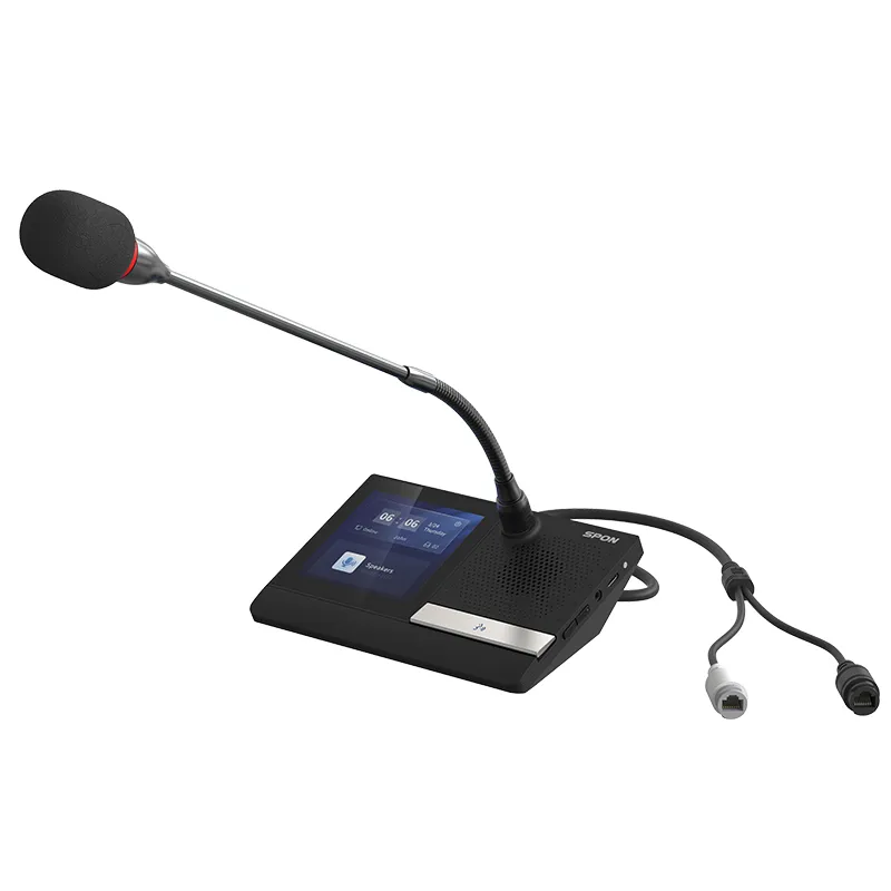 Spon Lcm 6013dv L 6 Spon Lcm-6013dv-L ชุดไมโครโฟนผู้ร่วมประชุมแบบมีสาย หน้าจอสัมผัส 4.3 นิ้ว Conference Microphone Delegate Unit