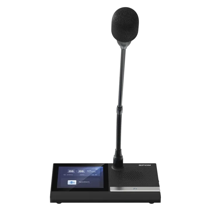 Spon Lcm-6013dvw-L ไมค์ประชุมผู้เข้าร่วมแบบไร้สาย Wi-Fi พร้อมหน้าจอสัมผัส 4 นิ้ว และลำโพง 2.5w