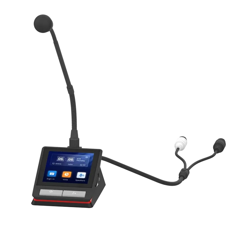 Spon Lcn-8003c-L ไมค์ประชุมประธานแบบใช้สาย ระบบ Ip พร้อมหน้าจอสัมผัส 4 นิ้ว และ Ai Noise Reduction