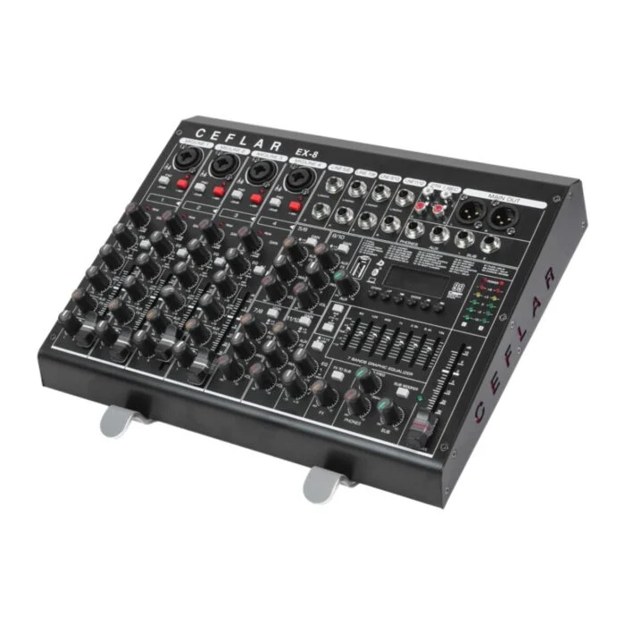 Ceflar Ex 8 Angle Stand Ceflar Ex-8 มิกเซอร์อนาล็อก 12 แชนแนล พร้อม Otg, Usb, Bluetooth และเอฟเฟกต์ 99 Dsp
